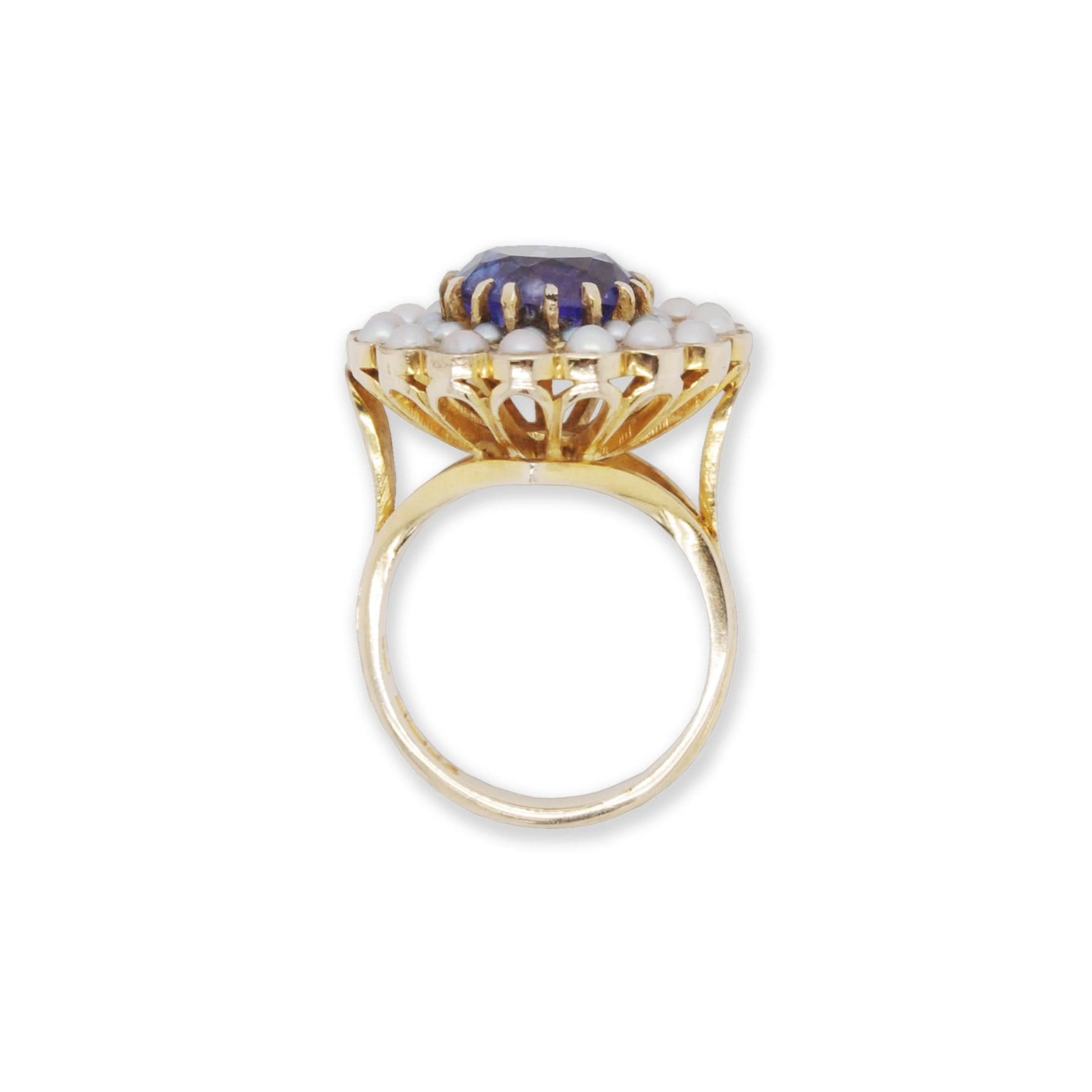 Ogden of Harrogate Jewellery Tanzanite and Pearl Ring