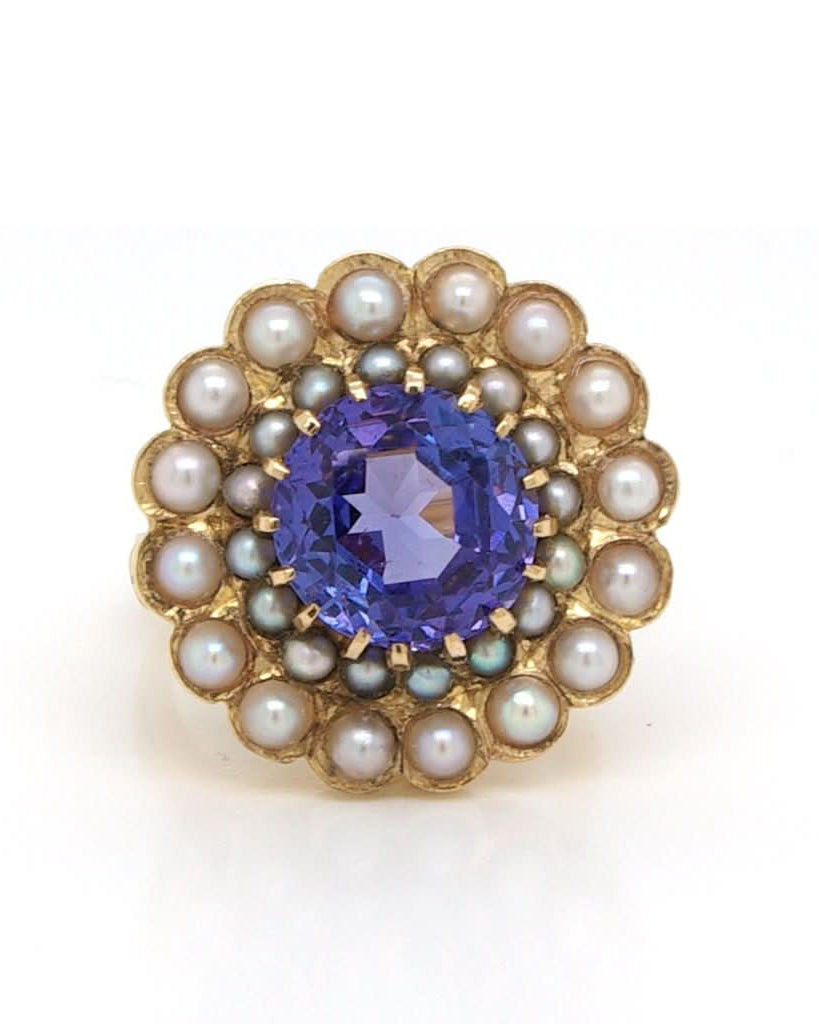 Ogden of Harrogate Jewellery Tanzanite and Pearl Ring