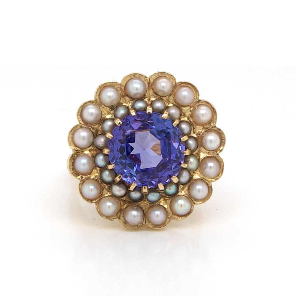 Ogden of Harrogate Jewellery Tanzanite and Pearl Ring