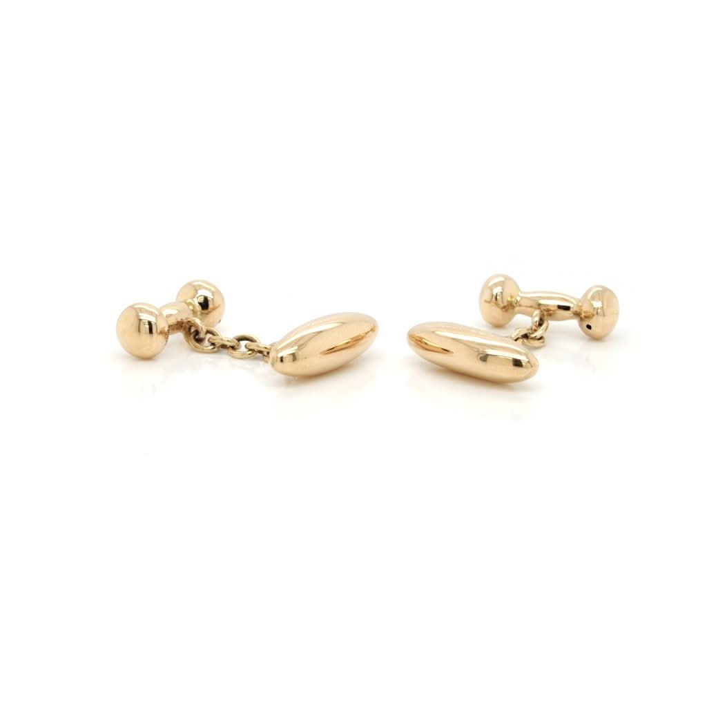 Ogden of Harrogate Jewellery Victorian 18ct Gold Cufflinks of Torpedo Form, Chain Link Connectors, 1897