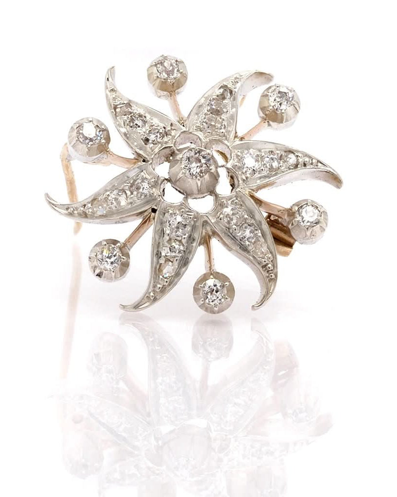 Ogden of Harrogate Jewellery Vintage Star Shaped Silver and Gold Diamond Brooch