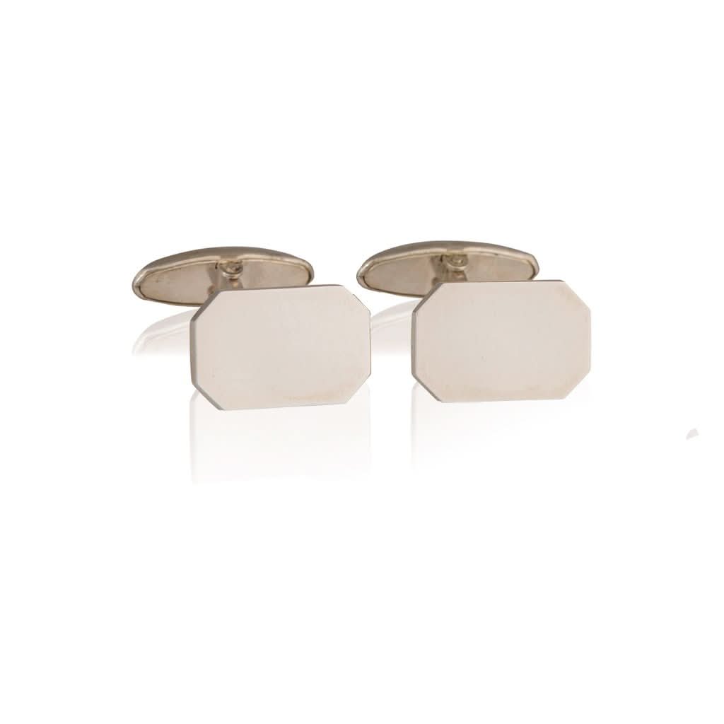 Ogden of Harrogate Mens Accessories A pair of plain silver rectangular cufflinks