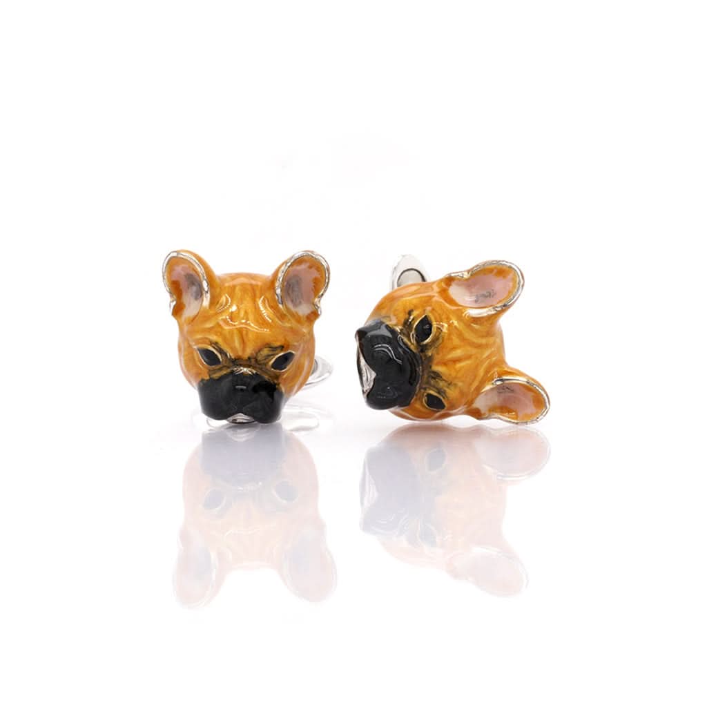 Ogden of Harrogate Mens Accessories A Pair of Silver Enamel French Bulldog Cufflinks
