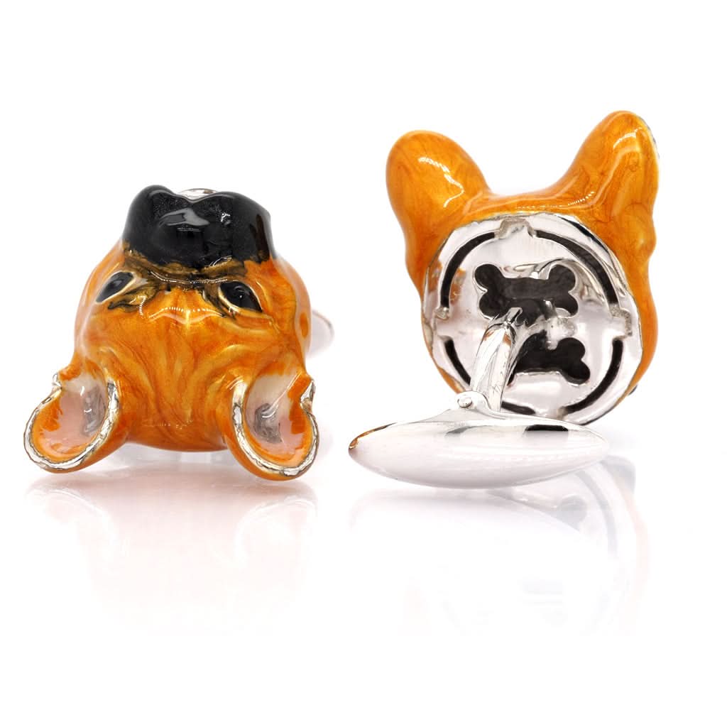 Ogden of Harrogate Mens Accessories A Pair of Silver Enamel French Bulldog Cufflinks