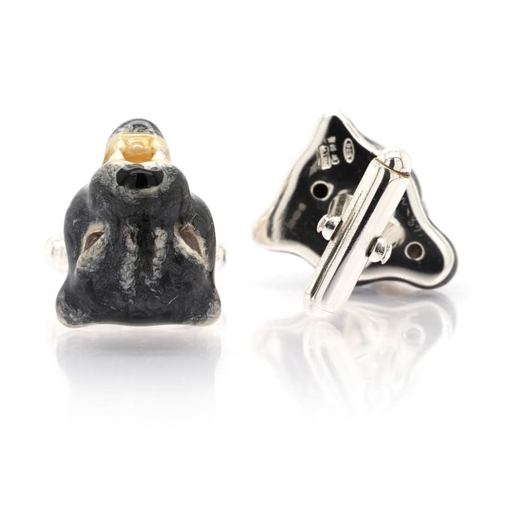 Ogden of Harrogate Mens Accessories A Pair of Silver Enamel Panther Cufflinks