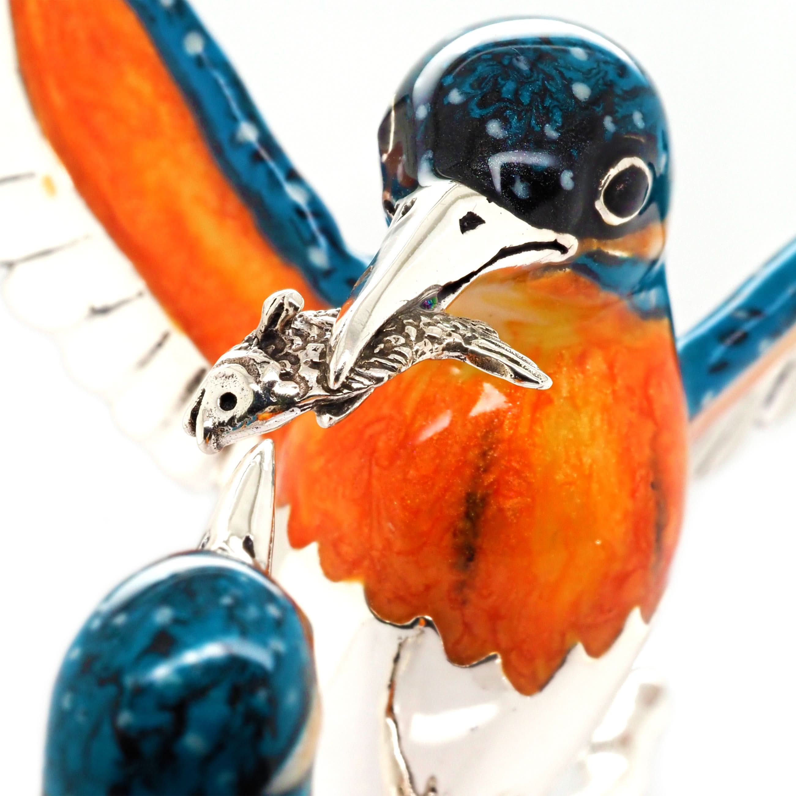 Ogden of Harrogate Silverware Homewares Gifts A Pair of Silver and Enamel Kingfishers