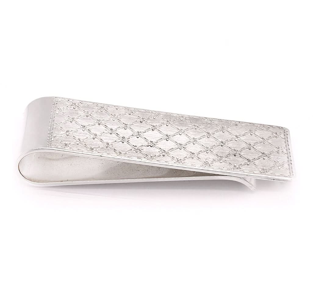 Ogden of Harrogate Silverware Homewares Gifts Silver Money Clip with Patterned Design