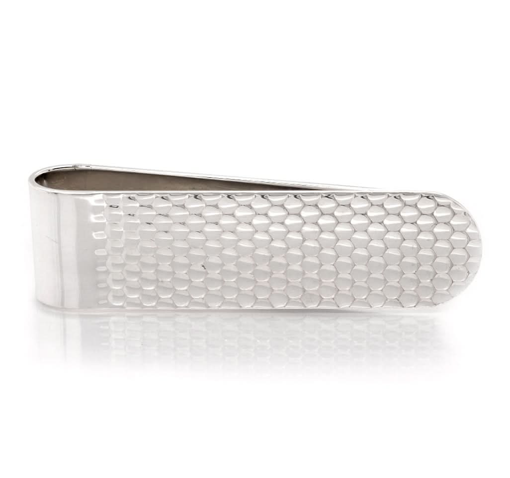 Ogden of Harrogate Silverware Homewares Gifts Silver Money Clip with Patterned Design