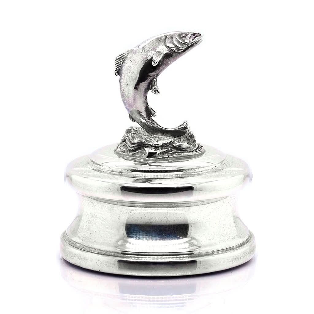 Ogden of Harrogate Silverware Homewares Gifts Silver Round Jumping Fish Paperweight