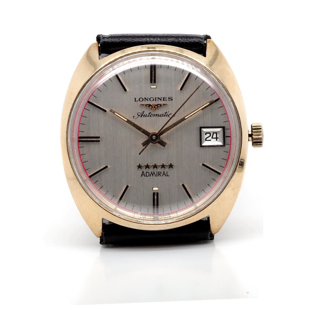 Ogden Vintage Watches Ogden Vintage Watch Longines 9ct Gold Admiral 5 Stars Automatic Strap Watch, c.1973