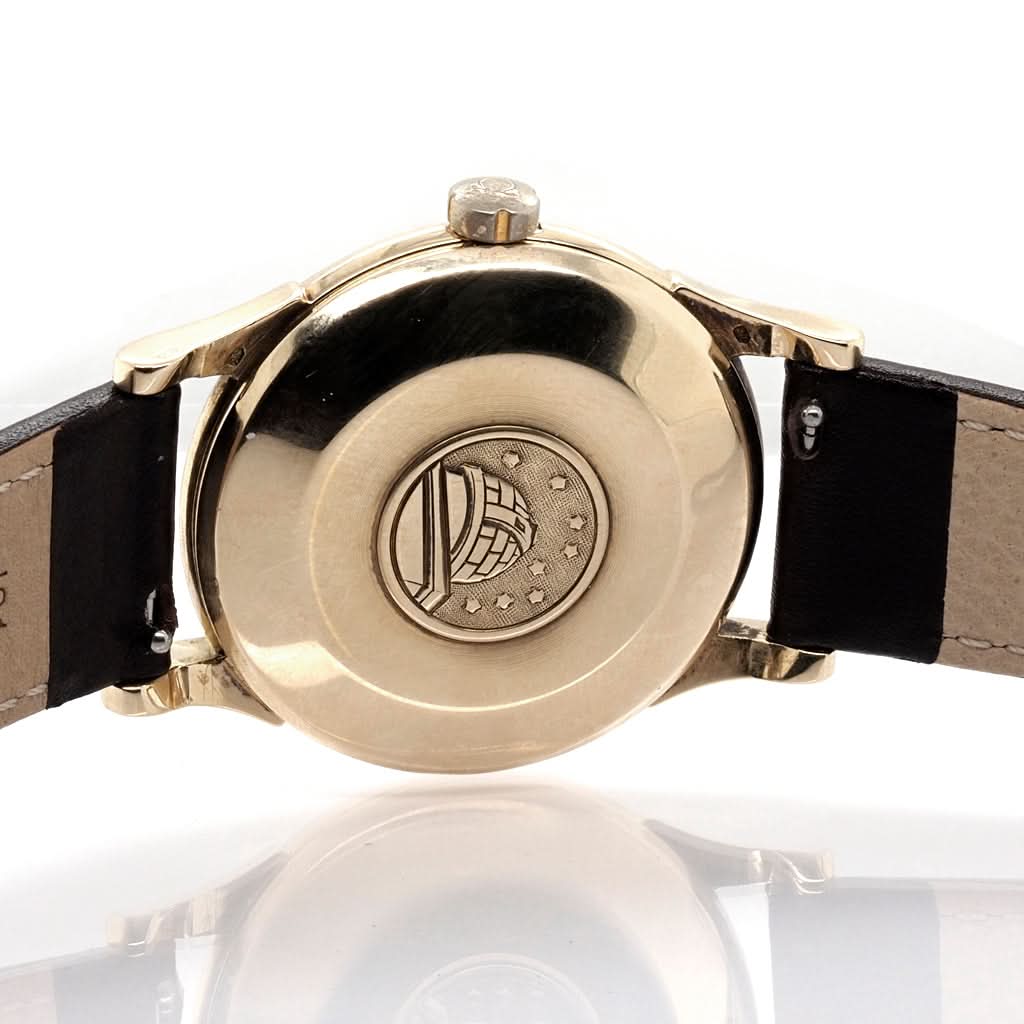 Ogden Vintage Watches Ogden Vintage Watch Omega Pie Pan Constellation 14ct Gold Automatic Watch on Leather Strap, c.1950s