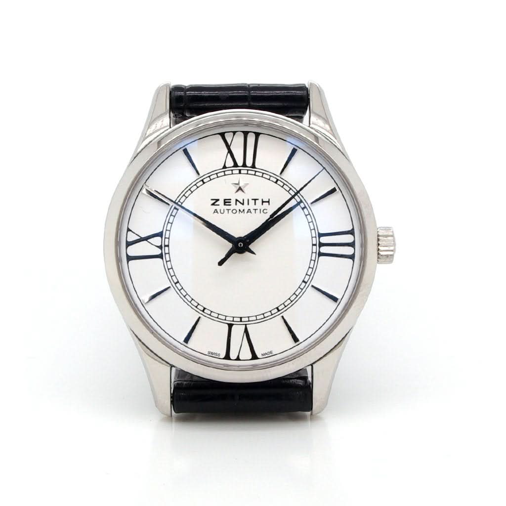 Ogden Vintage Watches Ogden Vintage Watch Zenith Ultrathin Stainless Steel Black Leather Strap Ladies Vintage Watch - 2016