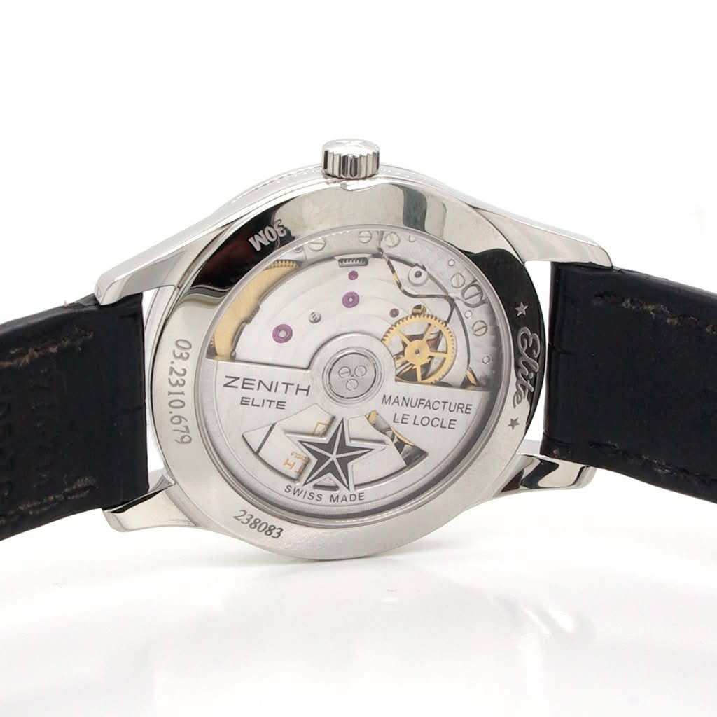 Ogden Vintage Watches Ogden Vintage Watch Zenith Ultrathin Stainless Steel Black Leather Strap Ladies Vintage Watch - 2016