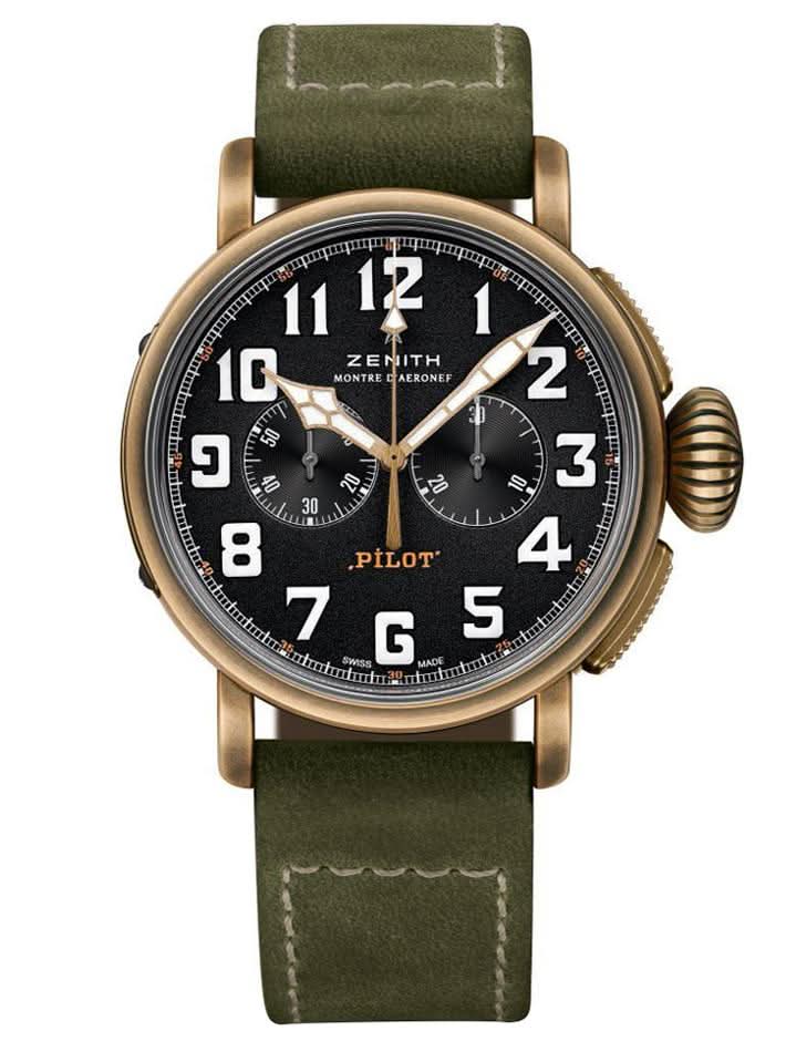 Zenith Luxury Watches Zenith El Primero Pilot Type 20 Automatic Watch 29.2430.4069/21.C800