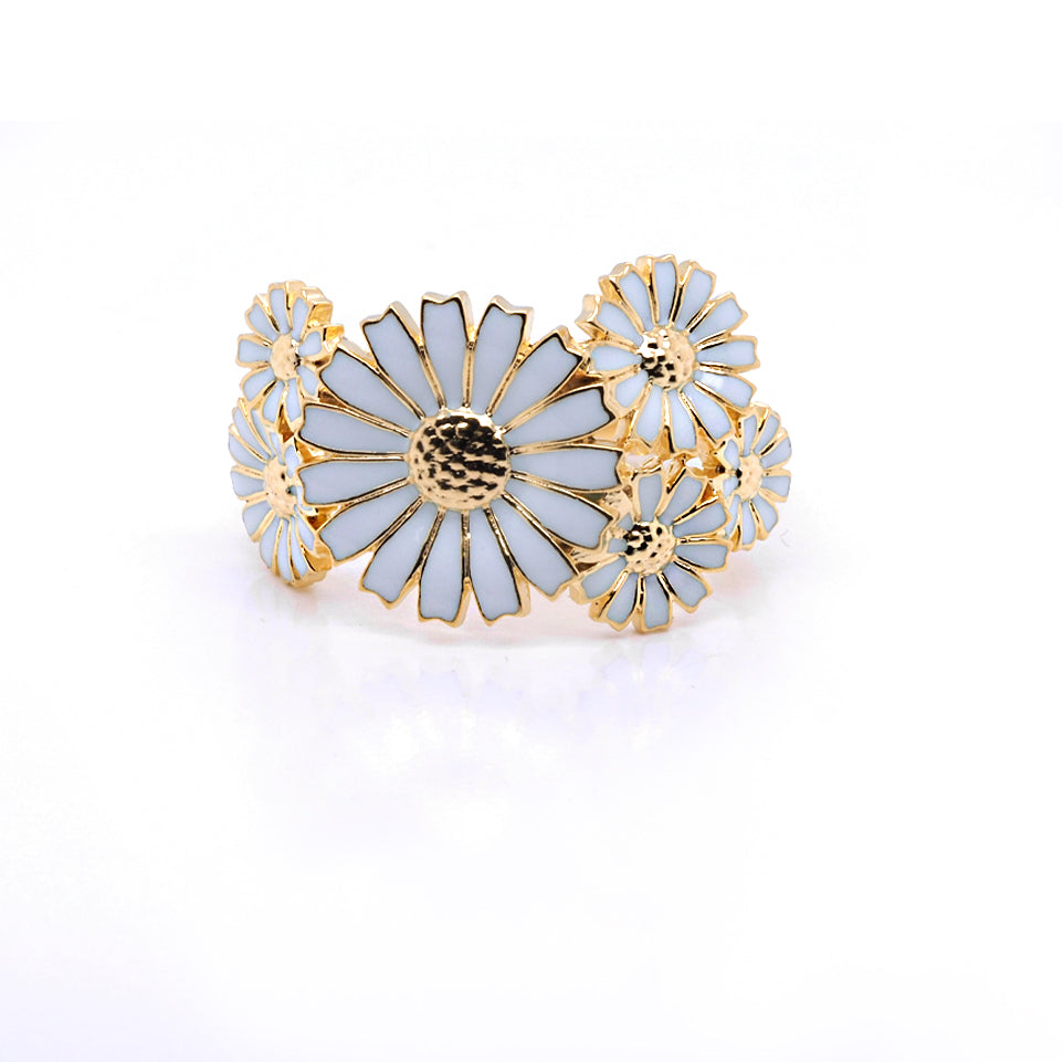 Georg Jensen Gold Plated White Daisy Sterling Silver Ring 11 Mm | Size 5.5 Georg Jensen Gold Plated White Daisy Sterling Silver Ring 11 Mm | Size 5.5