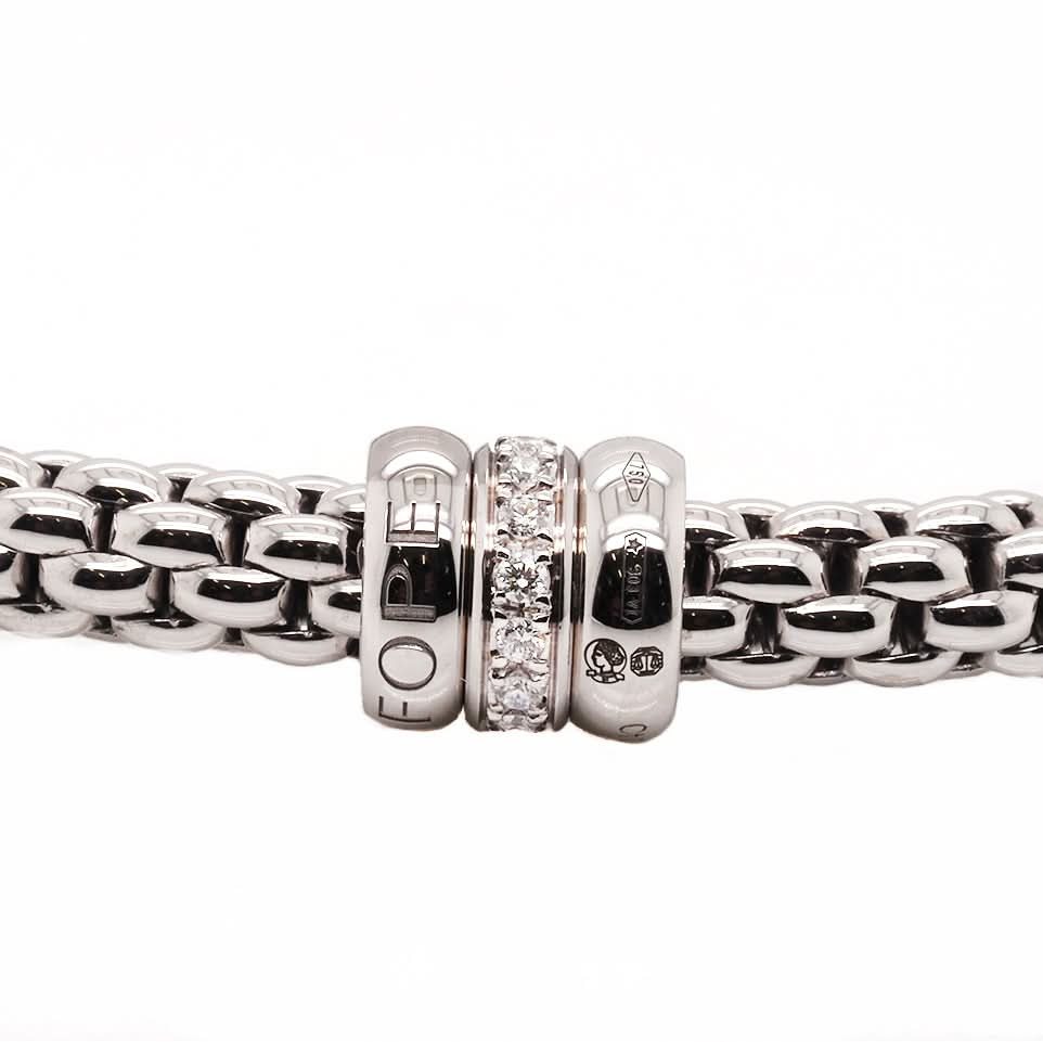 FOPE Designer Jewellery 18ct White Gold FOPE Solo Flex’It Bracelet with Diamond-Set Tri Rondel – 62106BX_BB