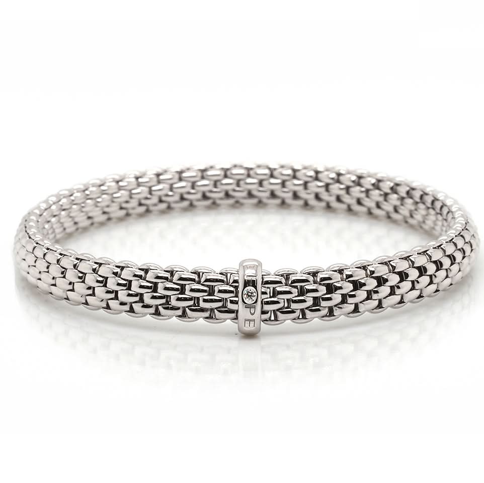 FOPE Designer Jewellery 18ct White Gold Round Brilliant Diamond Line Bracelet