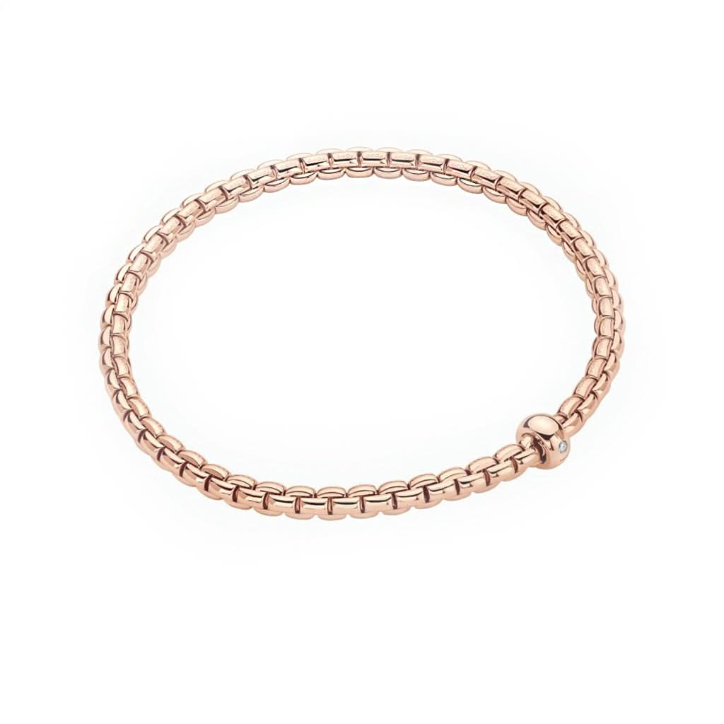 FOPE Designer Jewellery FOPE 18ct Rose Gold Flex'it Eka Bracelet with Diamond-set Rondel