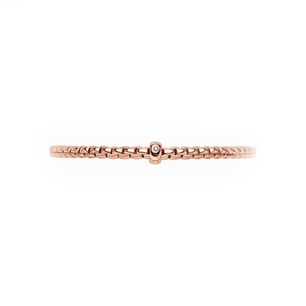 FOPE Designer Jewellery FOPE 18ct Rose Gold Flex'it Eka Bracelet with Diamond-set Rondel