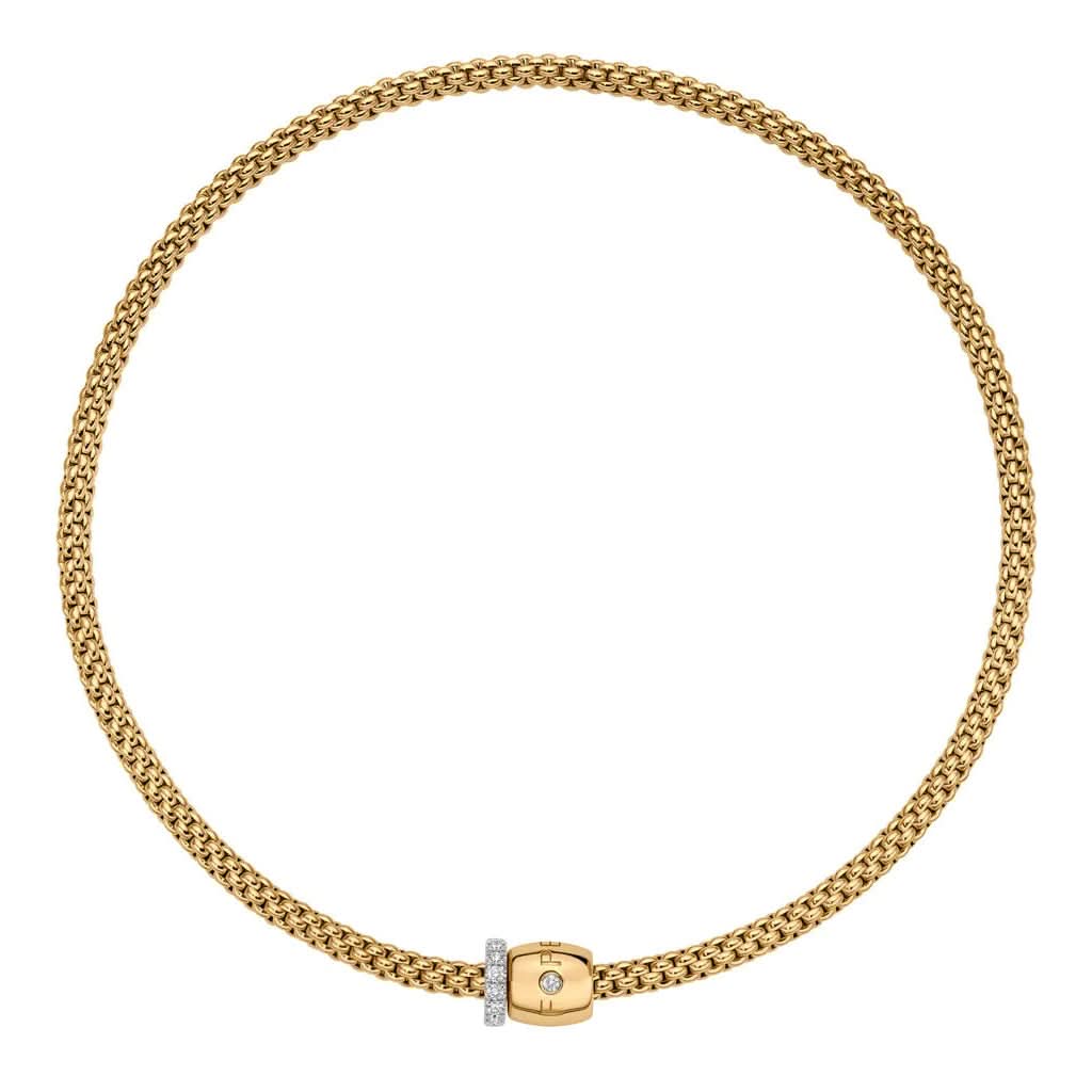 FOPE Designer Jewellery FOPE 18ct Yellow Gold and Diamond Solo Necklace 40cm