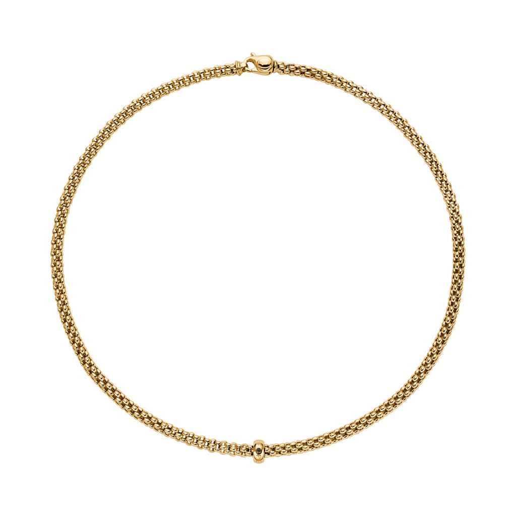 FOPE Designer Jewellery FOPE 18ct Yellow Gold Solo Necklace with Diamond-set Rondel