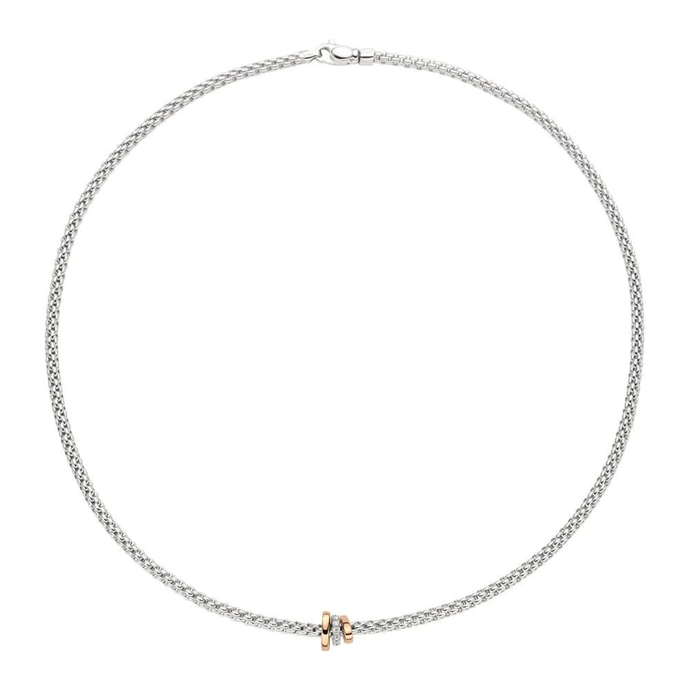 FOPE Designer Jewellery FOPE Prima 18ct White Gold 'Flex'it' Necklace with 18ct Rose Gold Rondel