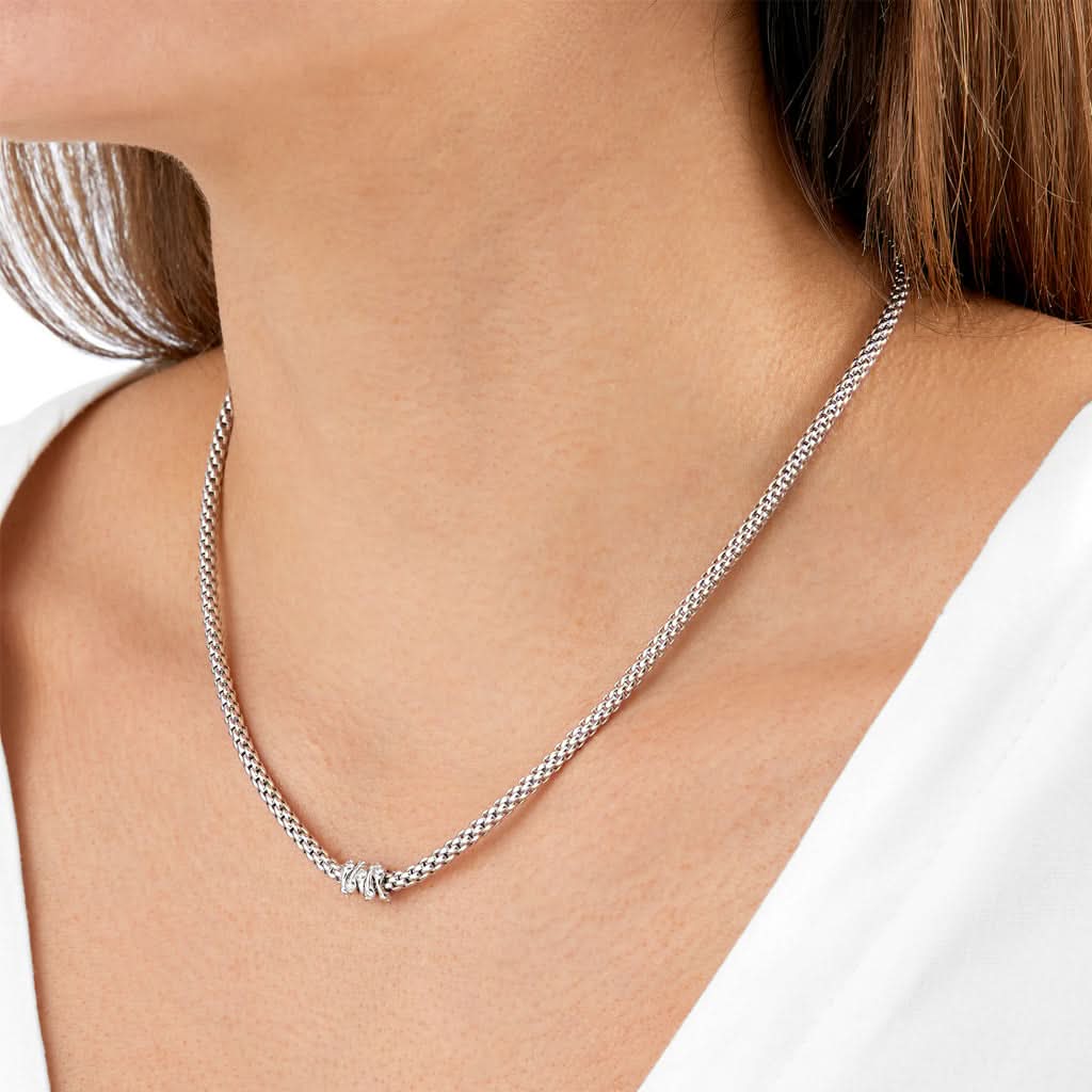 FOPE Designer Jewellery FOPE Prima 18ct White Gold Necklace with 18ct White Gold Diamond-set Rondels 74208CX-BB-B