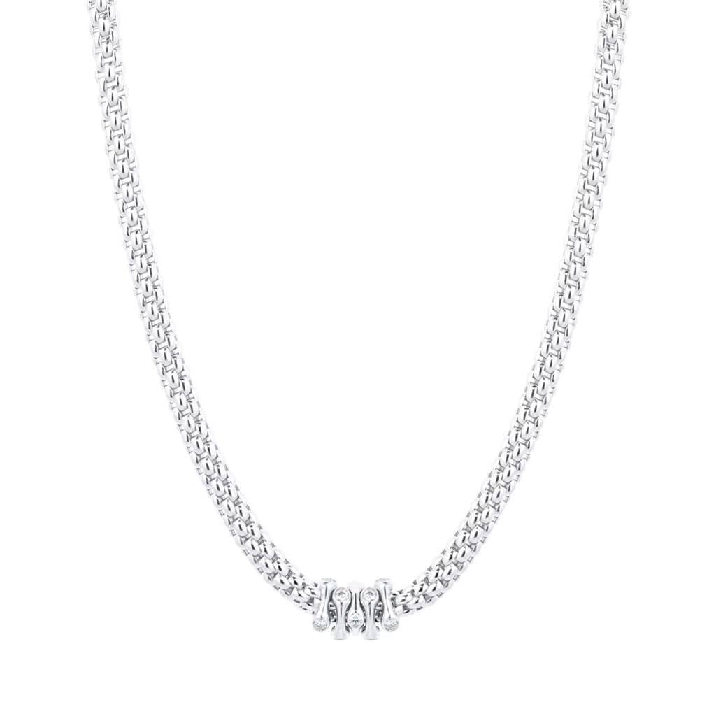 FOPE Designer Jewellery FOPE Prima 18ct White Gold Necklace with 18ct White Gold Diamond-set Rondels 74208CX-BB-B