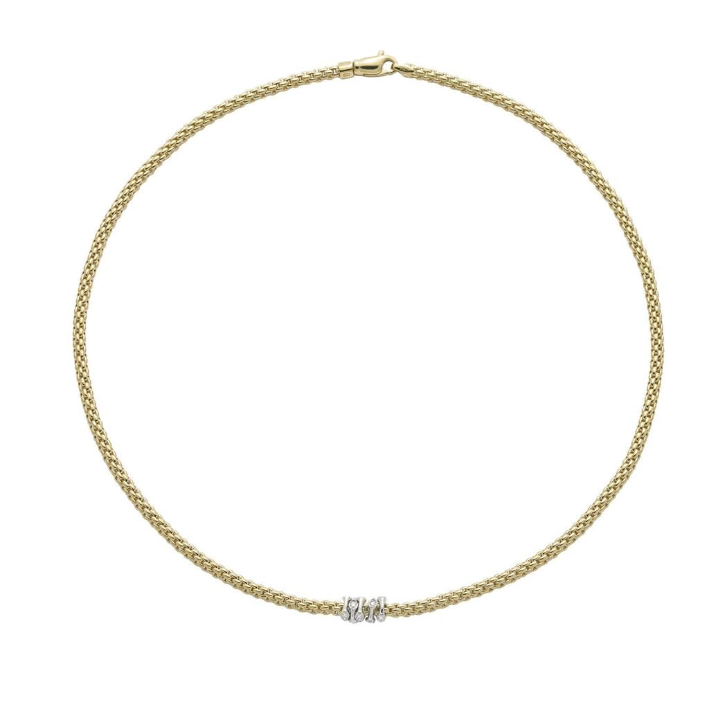 FOPE Designer Jewellery FOPE Prima 18ct Yellow Gold Necklace with 18ct White Gold Diamond-set Rondels 74208CX-BB-G