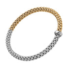 FOPE Designer Jewellery FOPE SOLO 18ct White and Yellow Gold 'Flex'it' Bi-Colour Bracelet with Diamond-Set Rondel