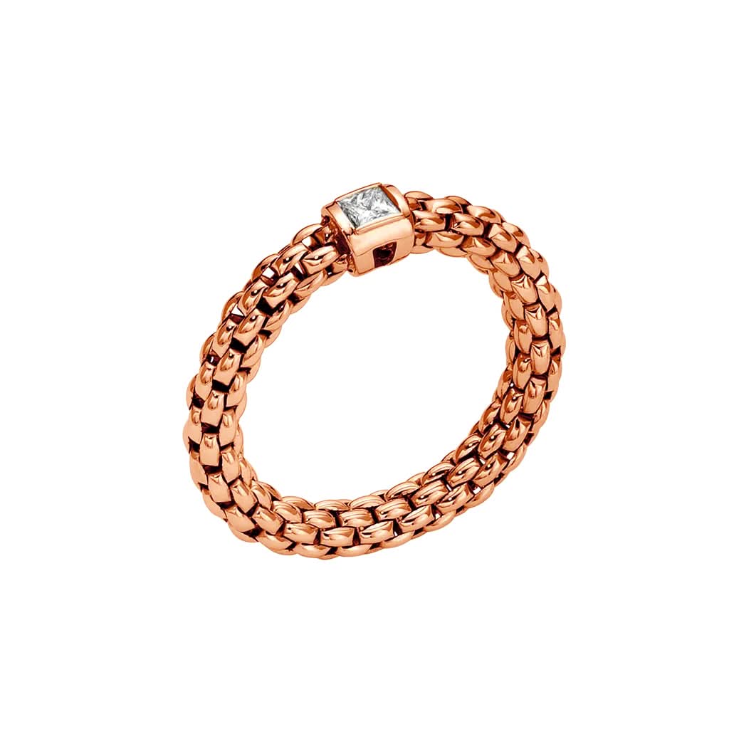 FOPE Designer Jewellery FOPE Souls 18ct Rose Gold Diamond-Set 'Flex'it' Ring