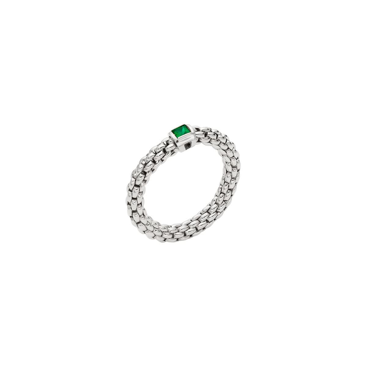 FOPE Designer Jewellery FOPE Souls 18ct White Gold Emerald-Set 'Flex'it' Ring