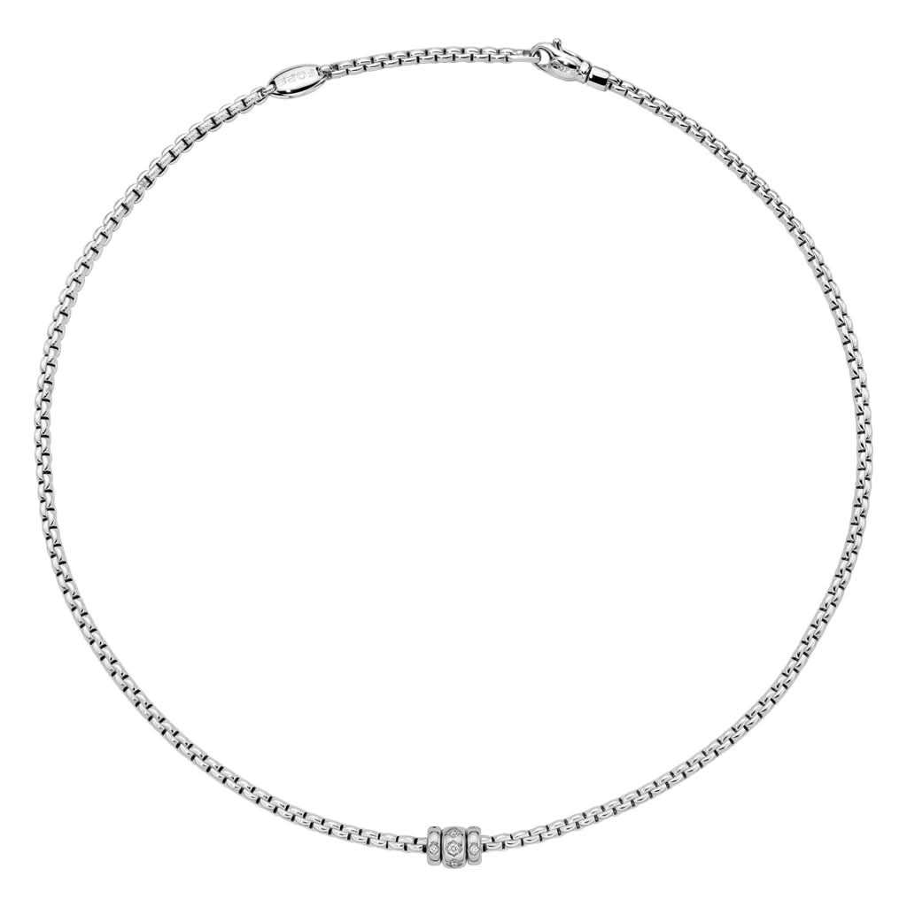 FOPE Jewellery FOPE EKA 18ct White Gold Necklace with Rhombus-set Diamonds