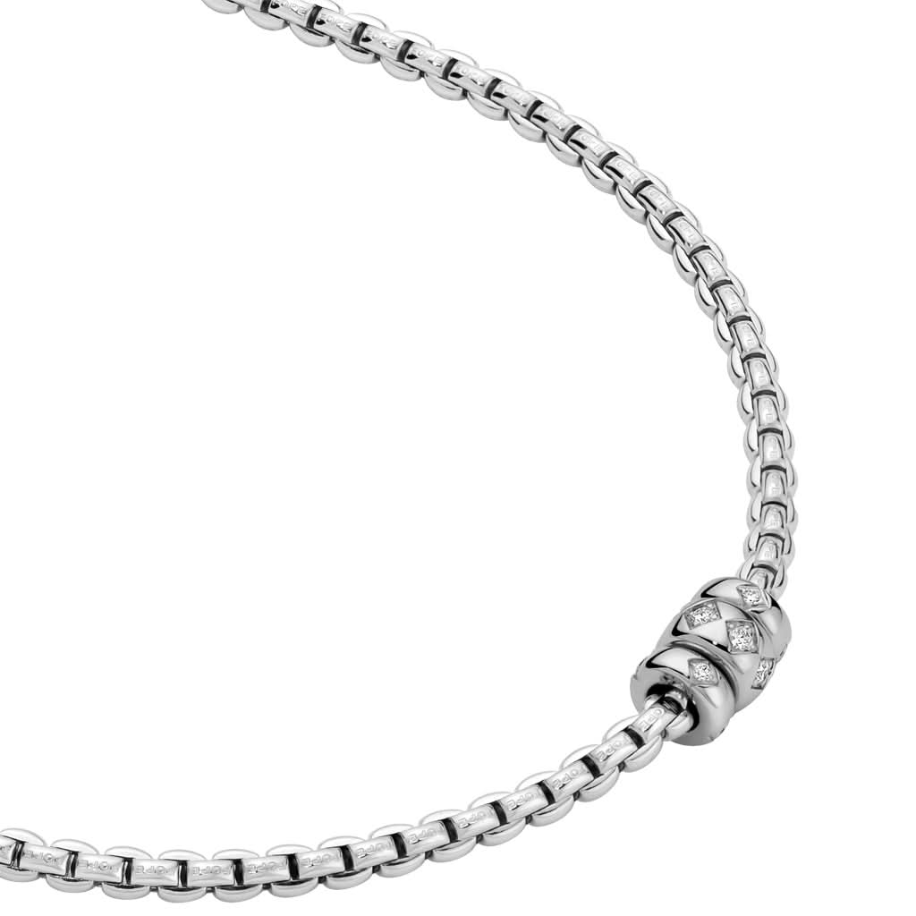 FOPE Jewellery FOPE EKA 18ct White Gold Necklace with Rhombus-set Diamonds