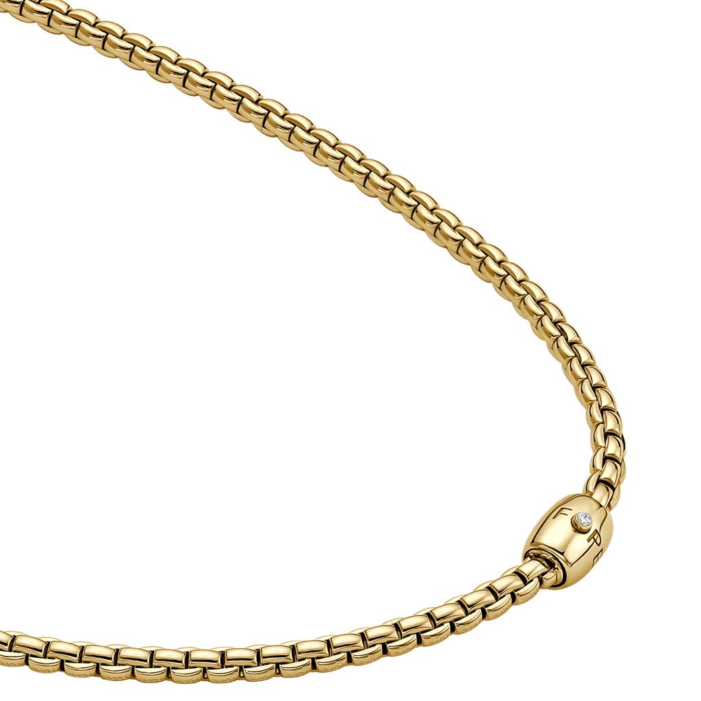 FOPE Jewellery FOPE EKA Flex'it 18ct Yellow Gold Necklace with Diamond-set Push Clasp