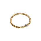 FOPE Jewellery FOPE SOLO 18ct Yellow Gold 'Flex'it' Bracelet with Diamond-Set Rondels