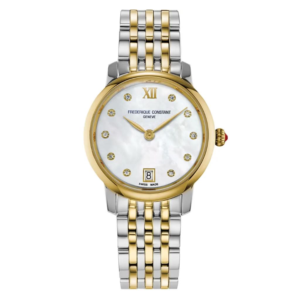 Frederique Constant Luxury Watch Frederique Constant Classics Slimline Diamond Quartz Date Watch FC-220MPWD1S23B