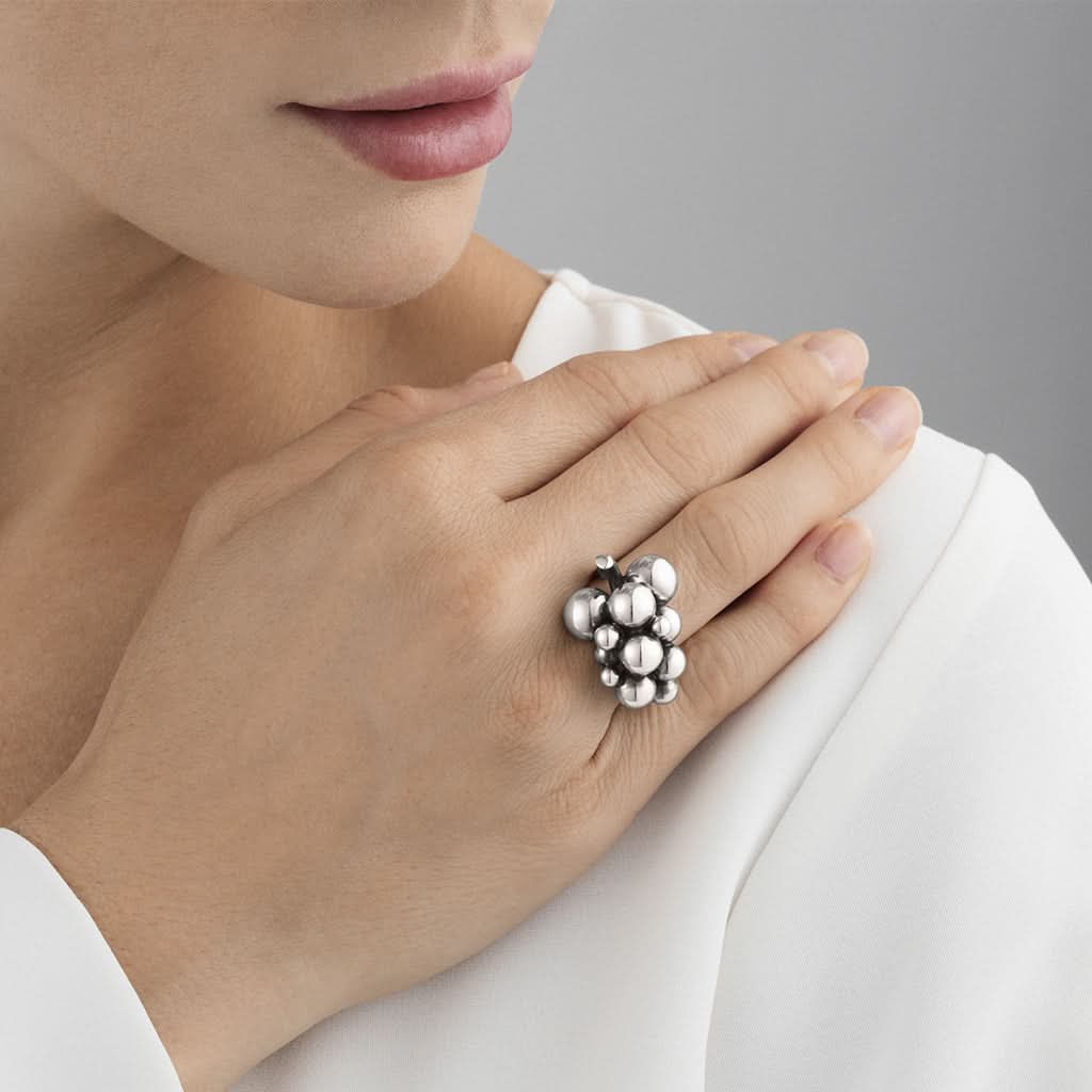 Georg Jensen Designer Jewellery Georg Jensen Silver Moonlight Grapes Ring Medium 20000388