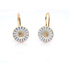 Georg Jensen Jewellery Georg Jensen Daisy Earrings - Silver Gilt and White Enamel, Hook Fittings (3539222)