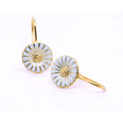 Georg Jensen Jewellery Georg Jensen Daisy Earrings - Silver Gilt and White Enamel, Hook Fittings (3539222)