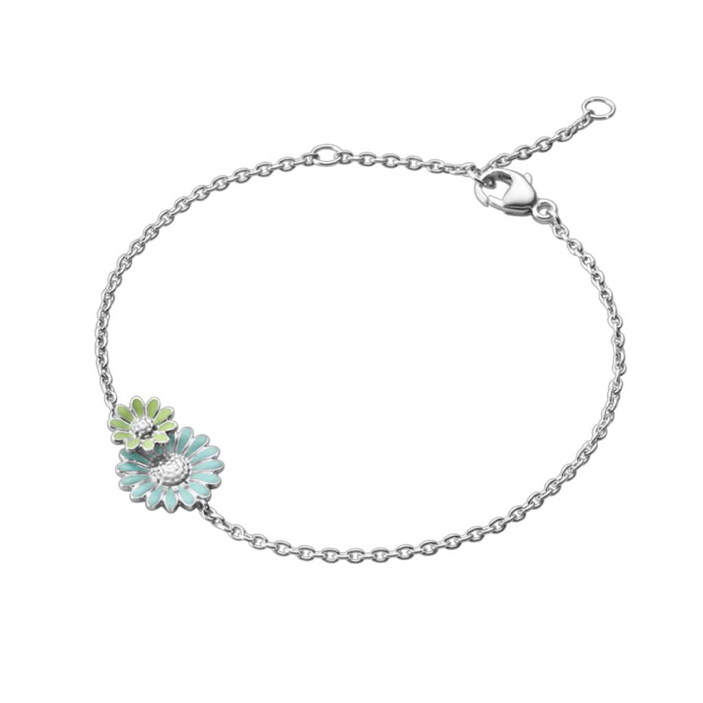 Georg Jensen Jewellery Georg Jensen Silver and Blue and Green Enamel Daisy Bracelet 20001116