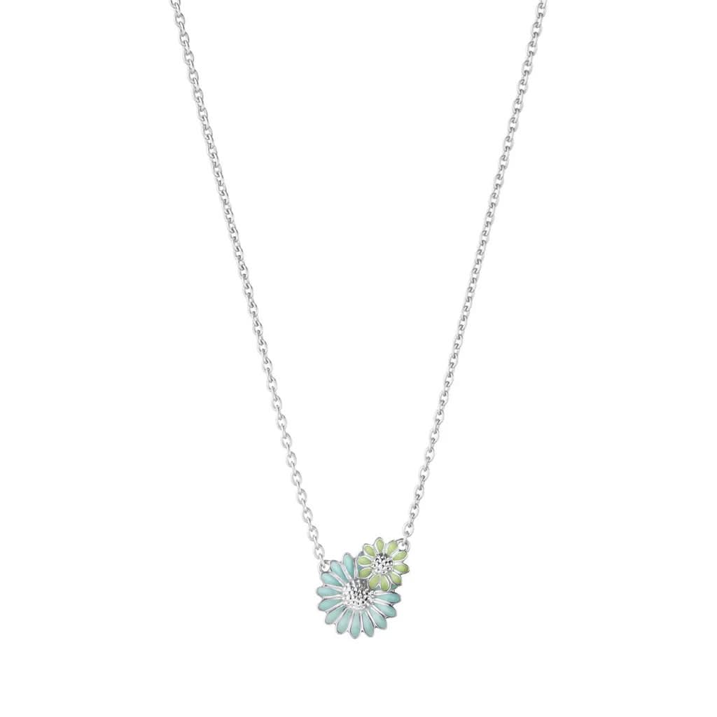Georg Jensen Jewellery Georg Jensen Silver and Blue and Green Enamel Daisy Pendant 20001105
