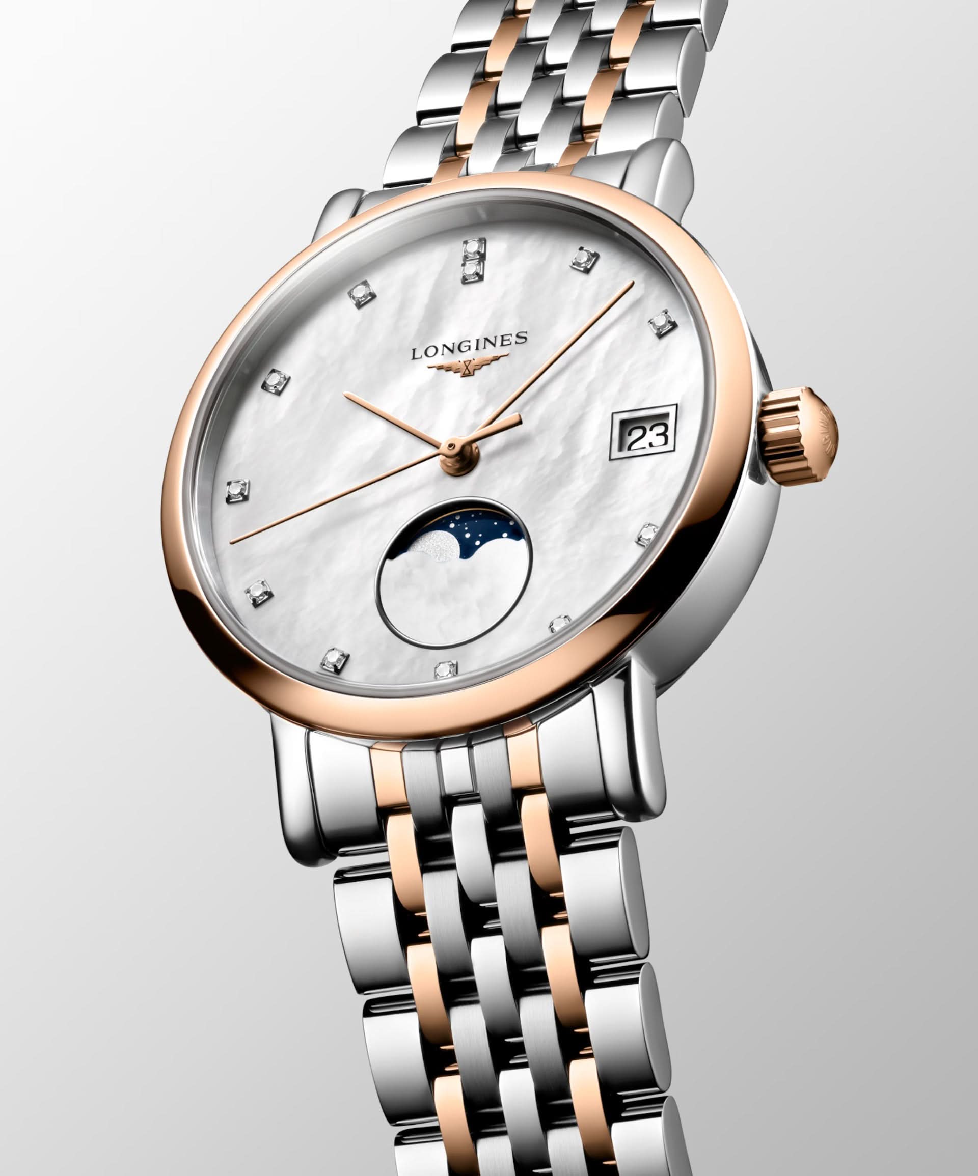 Longines Luxury Watch LONGINES ELEGANT 18ct Rose Gold-Plated and Steel Quartz Watch L4.330.5.87.7