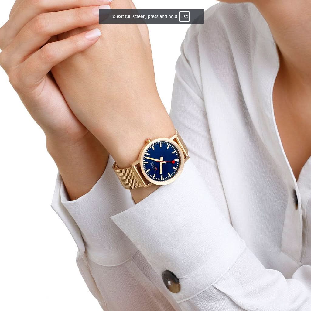 Mondaine Luxury Watches Mondaine Classic Blue Dial Gold Case Watch A660.30314.40SBM