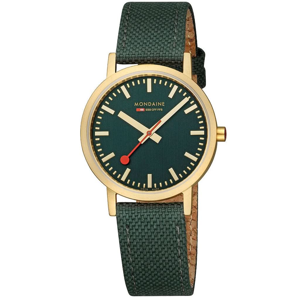 Mondaine Luxury Watches Mondaine Classic Forest Green Gold Case Watch A660.30314.60SBS
