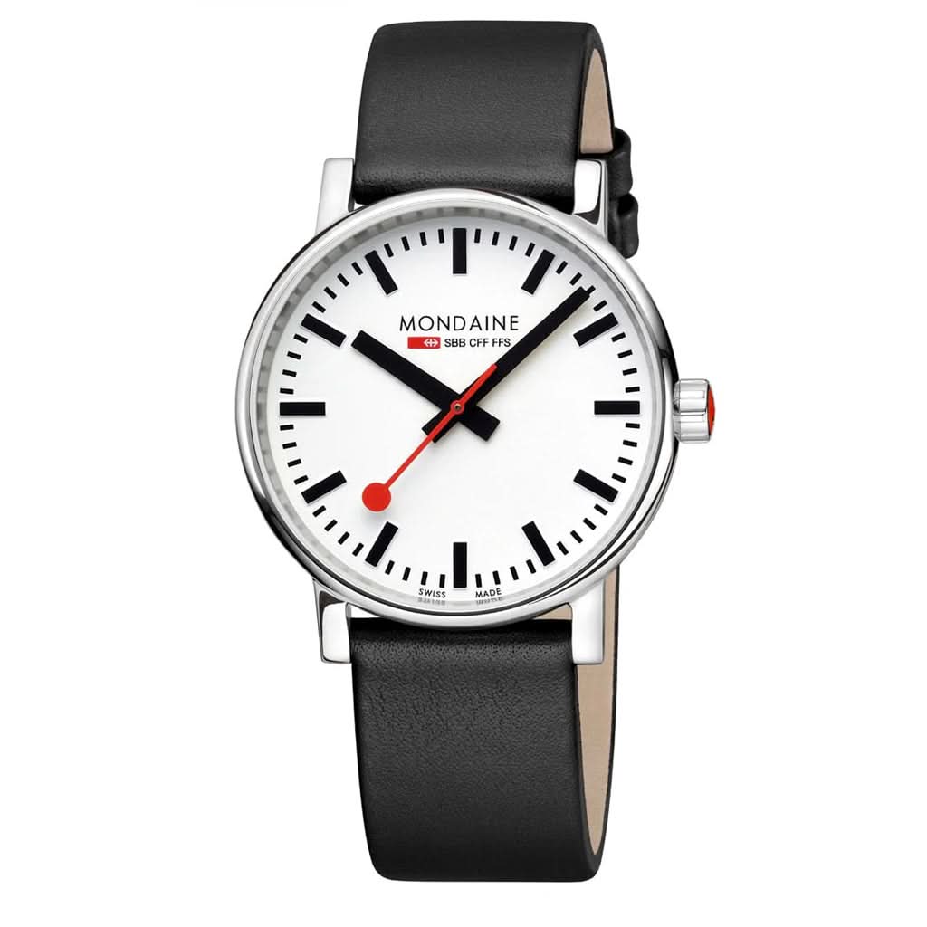 Mondaine Luxury Watches Mondaine EVO2 40 mm, Black Leather Watch, MSE.40110.LBV