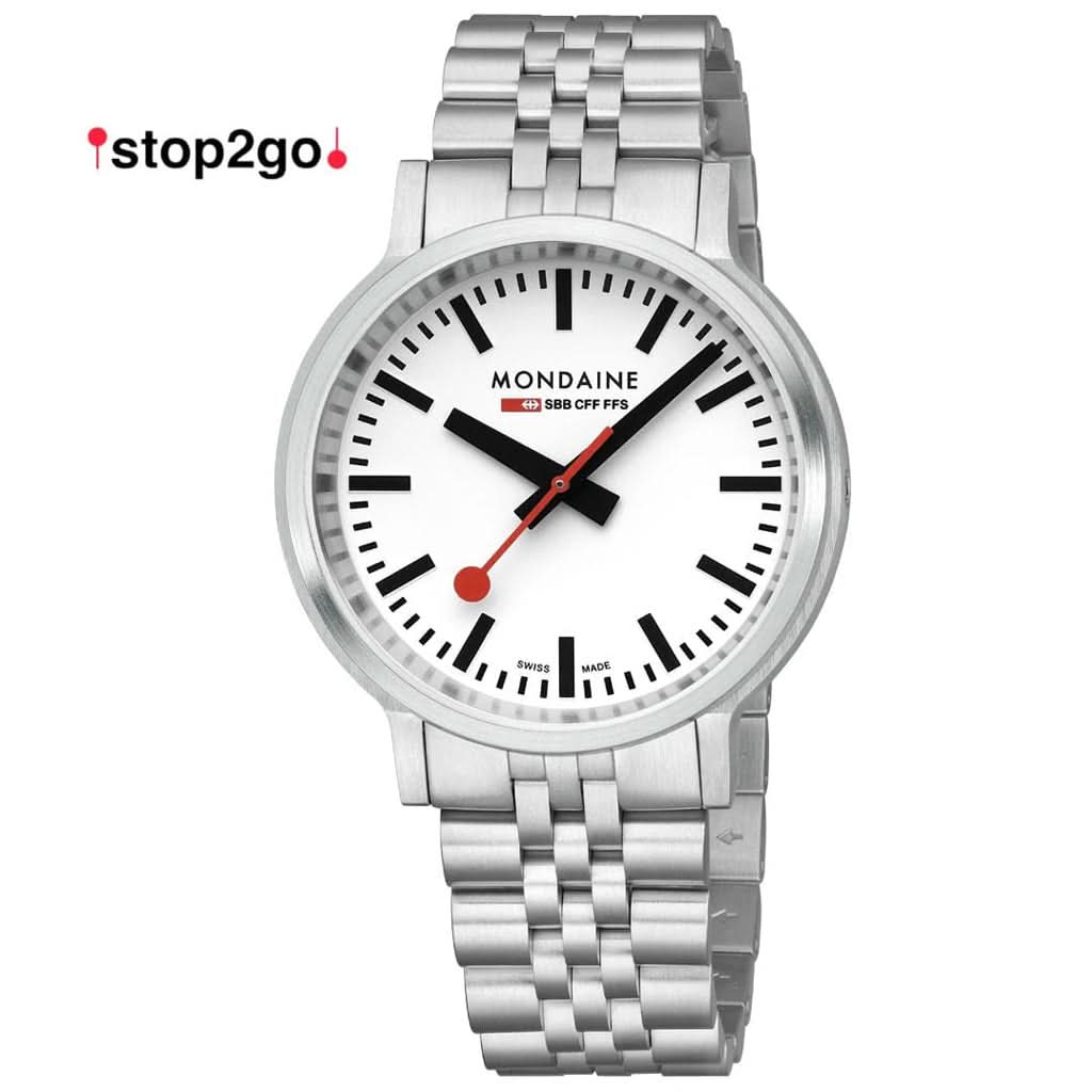 Mondaine Luxury Watches Mondaine Stop2Go Quartz Watch MST.4101B.SJ.2SE