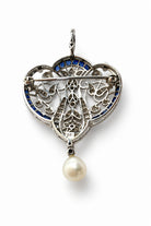 Ogden Of Harrogate Antique 18ct White Gold, Sapphire and Diamond Brooch Pendant