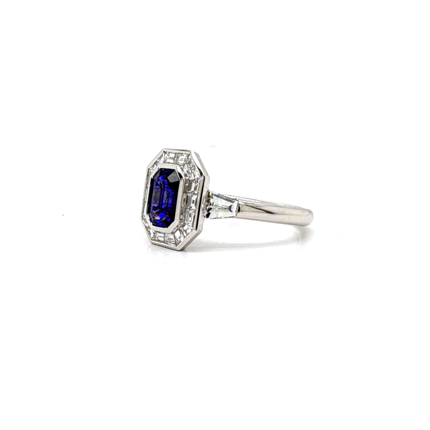 Ogden Of Harrogate Blue A Sapphire and Diamond Cluster Ring,