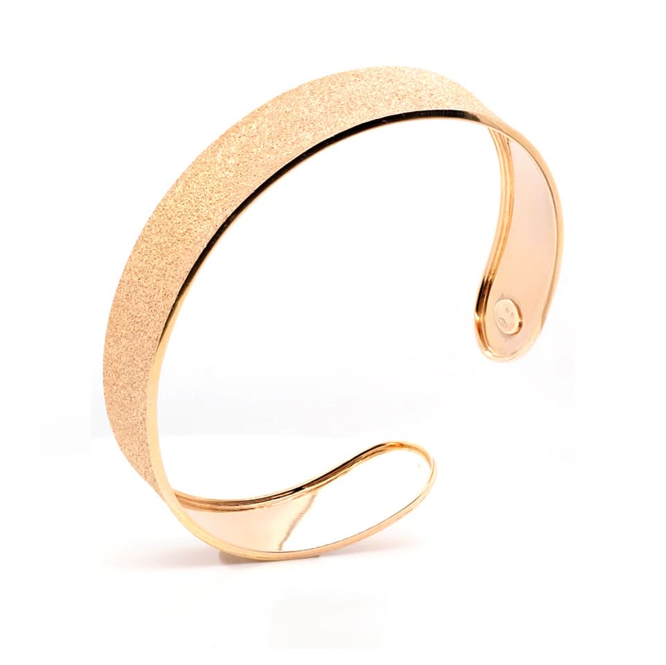 Ogden Of Harrogate Designer Jewellery Carolina Bucci 18ct Pink Gold Thin "Carolina Florentine Finish" Cuff Bracelet